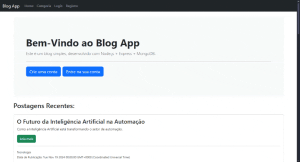 Gif do site do Blog App